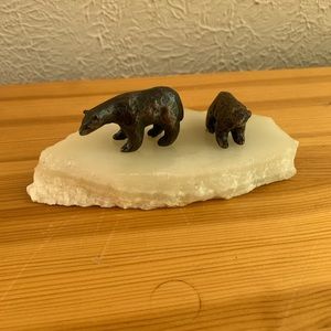 Vintage Sculpture polar bears on Glacier Ice Slab